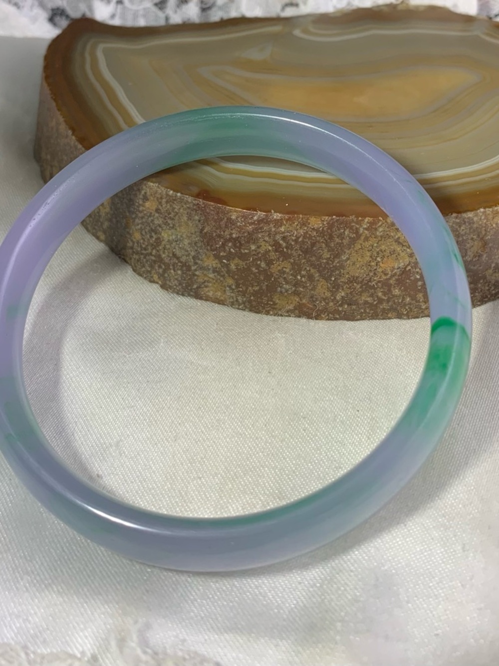 Natural Lavender & Green Jade Bangle Bracelet